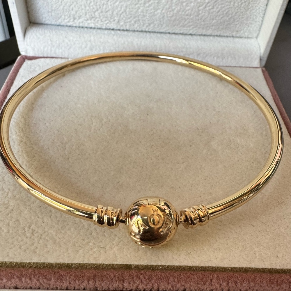 100% Authentic Pandora 14K Solid Gold Bangle Bracelet 8.3”